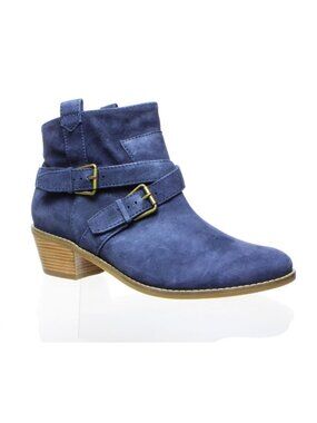 NWT Cole Haan Navy Suede Booties – Cushioned, Pull-On, Antiqued Hardware